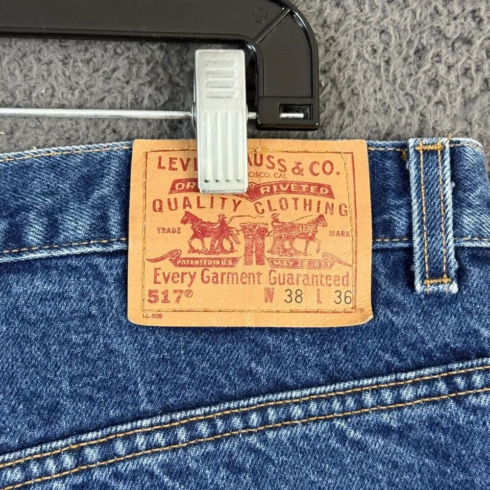 Vtg Levis 517 Bootcut Jeans Mens 38x36 (Fits 36x30) Blue Denim Made in USA
